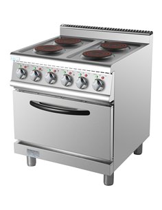 Commercial Electric Cooker 4 Burners with Electric Oven 8kW+4.8kW 700mm Depth | Stalwart DA-HRQ712A 2