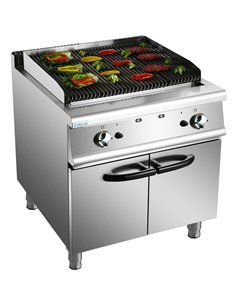 Professional Gas Lava Rock Grill with Cabinet Base 14.4kW 700mm Depth | Stalwart DA-HGL707