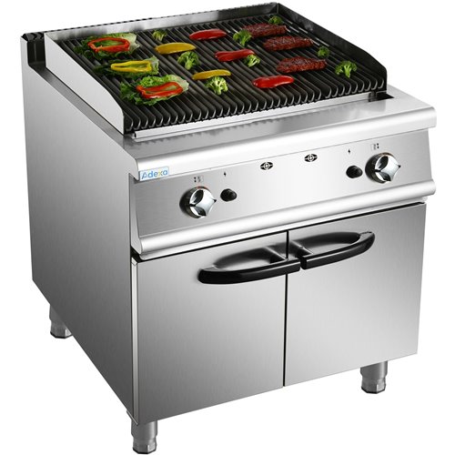Professional Gas Lava Rock Grill with Cabinet Base 14.4kW 700mm Depth | Stalwart DA-HGL707