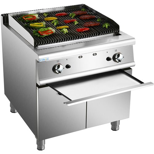 Professional Gas Lava Rock Grill with Cabinet Base 14.4kW 700mm Depth | Stalwart DA-HGL707