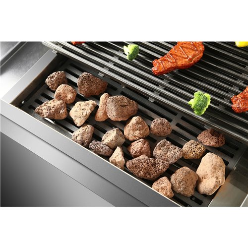 Professional Gas Lava Rock Grill with Cabinet Base 14.4kW 700mm Depth | Stalwart DA-HGL707
