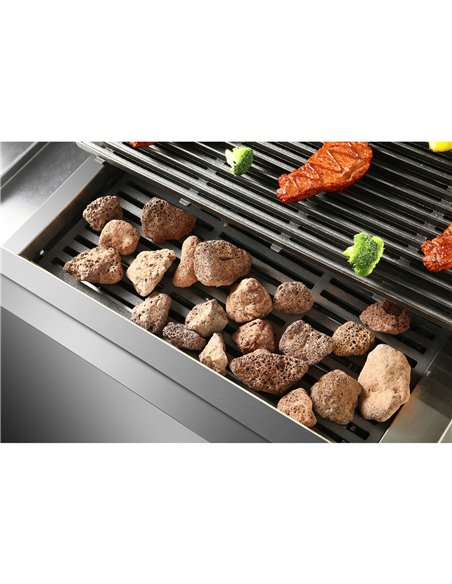 Professional Gas Lava Rock Grill with Cabinet Base 14.4kW 700mm Depth | Stalwart DA-HGL707