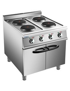 Commercial Electric Cooker 4 Burners with Cabinet Base 8kW 700mm Depth | Stalwart DA-HRQ712