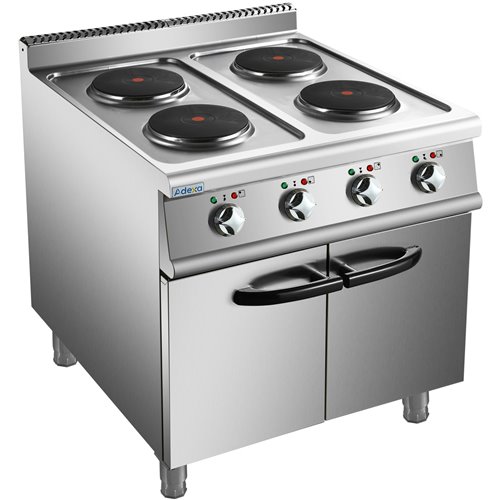 Commercial Electric Cooker 4 Burners with Cabinet Base 8kW 700mm Depth | Stalwart DA-HRQ712