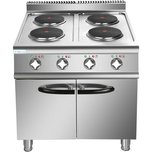 Commercial Electric Cooker 4 Burners with Cabinet Base 8kW 700mm Depth | Stalwart DA-HRQ712
