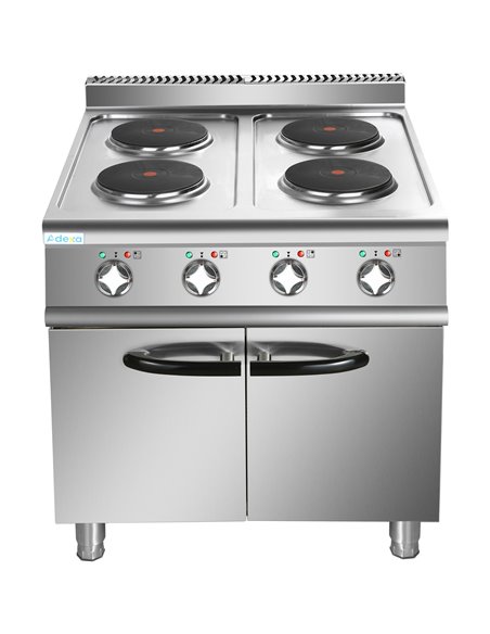 Commercial Electric Cooker 4 Burners with Cabinet Base 8kW 700mm Depth | Stalwart DA-HRQ712