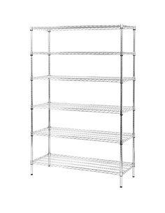 Commercial Shelving Unit 6 Tier 1500kg Width 1200mm Depth 350mm Chrome Wire | Stalwart DA-AMJ612