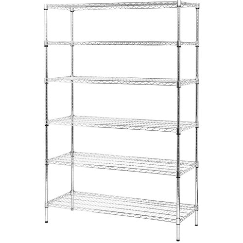 Commercial Shelving Unit 6 Tier 1500kg Width 1200mm Depth 350mm Chrome Wire | Stalwart DA-AMJ612