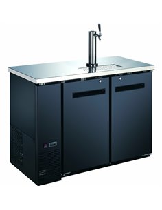 Commercial Direct Draw Beer Dispenser - Twin Door Keg Cooler with Single Beer Tap Black | Stalwart DA-GXX201
