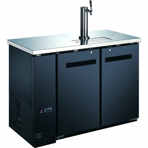 Commercial Direct Draw Beer Dispenser - Twin Door Keg Cooler with Single Beer Tap Black | Stalwart DA-GXX201