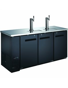 Commercial Direct Draw Beer Dispenser - Triple Door Keg Cooler with Double Beer Tap Black | Stalwart DA-GXX203