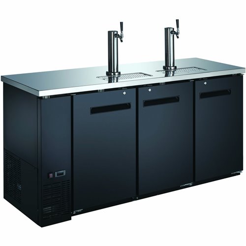 Commercial Direct Draw Beer Dispenser - Triple Door Keg Cooler with Double Beer Tap Black | Stalwart DA-GXX203 Commercial Direct Draw Beer Dispenser - Triple Door Keg Cooler with Double Beer Tap Black | Stalwart DA-GXX203