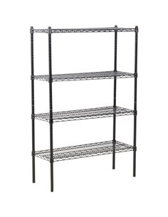 Commercial Shelving unit 4 tier 100kg/shelf Width 900mm Depth 350mm Black wire | Stalwart DA-MGA214