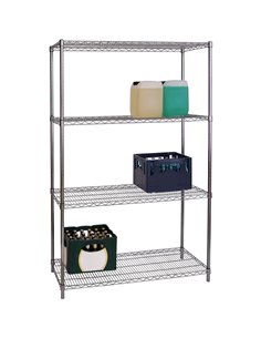Commercial Shelving unit 4 tier 120kg per shelf Width 900mm Depth 350mm Chrome wire | Stalwart DA-MGA230