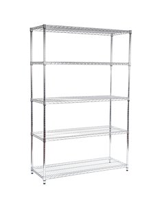 Commercial Shelving unit 5 tier 120kg per shelf Width 1200mm Depth 350mm Chrome wire | Stalwart DA-MGA250