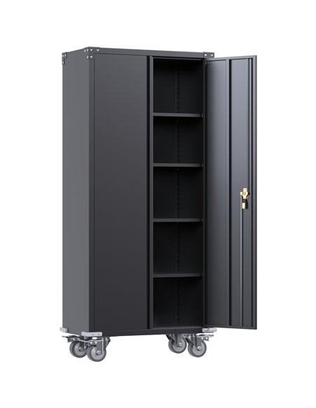 Commercial Mobile Black Steel Cabinet 2 Doors 800x410x1800mm | Stalwart DA-SART204
