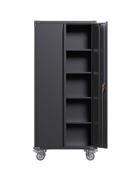Commercial Mobile Black Steel Cabinet 2 Doors 800x410x1800mm | Stalwart DA-SART204