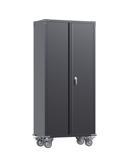 Commercial Mobile Black Steel Cabinet 2 Doors 800x410x1800mm | Stalwart DA-SART204