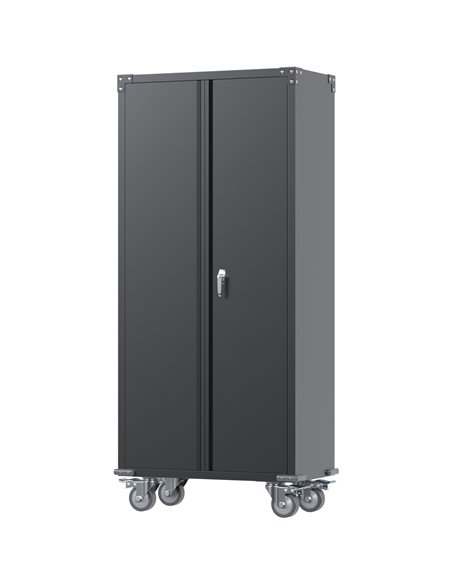 Commercial Mobile Black Steel Cabinet 2 Doors 800x410x1800mm | Stalwart DA-SART204