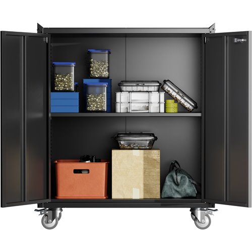 Professional Black Mobile Steel Cabinet 2 Doors 770x460x900mm | Stalwart DA-SART208