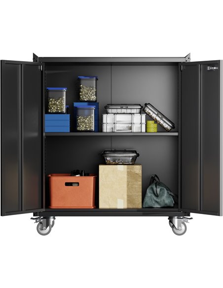 Professional Black Mobile Steel Cabinet 2 Doors 770x460x900mm | Stalwart DA-SART208