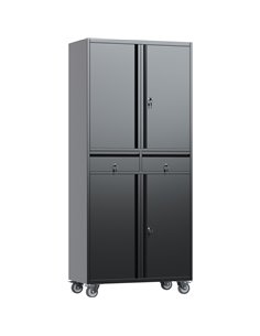 Commercial Mobile Black Steel Cabinet 4 Doors 2 Drawers 760x380x1800mm | Stalwart DA-SART210