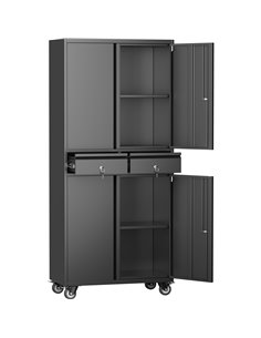 Commercial Mobile Black Steel Cabinet 4 Doors 2 Drawers 760x380x1800mm | Stalwart DA-SART210 2