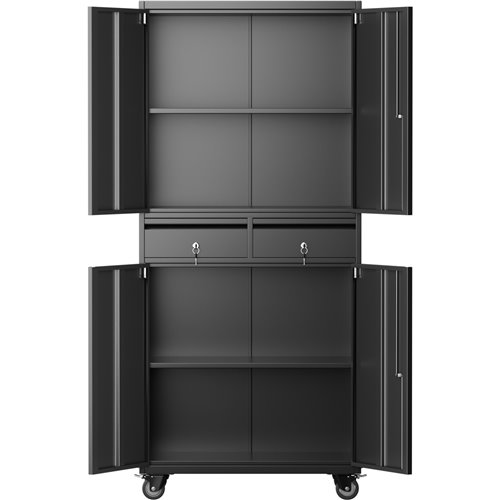 Commercial Mobile Black Steel Cabinet 4 Doors 2 Drawers 760x380x1800mm | Stalwart DA-SART210