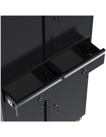 Commercial Mobile Black Steel Cabinet 4 Doors 2 Drawers 760x380x1800mm | Stalwart DA-SART210