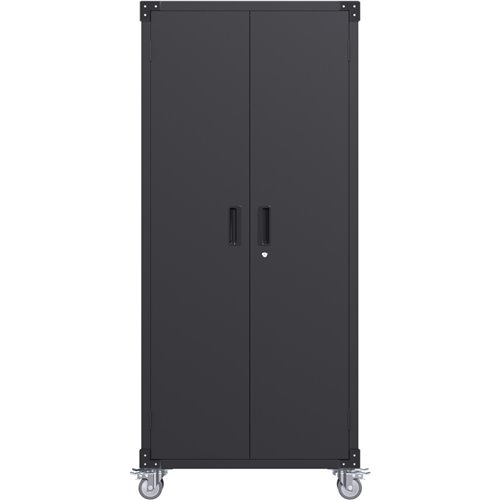 Professional Black 2 Door Lockable Steel Tool Cabinet with 4 Adjustable Shelves 800x420x1830mm | Stalwart DA-SART216