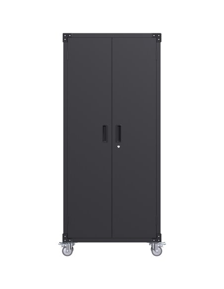 Professional Black 2 Door Lockable Steel Tool Cabinet with 4 Adjustable Shelves 800x420x1830mm | Stalwart DA-SART216