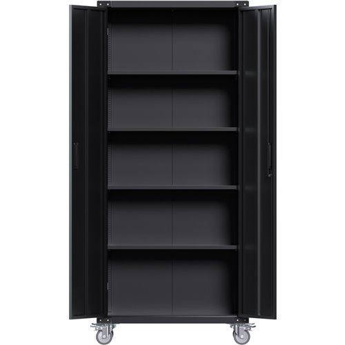 Professional Black 2 Door Lockable Steel Tool Cabinet with 4 Adjustable Shelves 800x420x1830mm | Stalwart DA-SART216