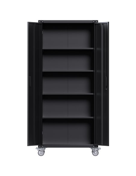 Professional Black 2 Door Lockable Steel Tool Cabinet with 4 Adjustable Shelves 800x420x1830mm | Stalwart DA-SART216