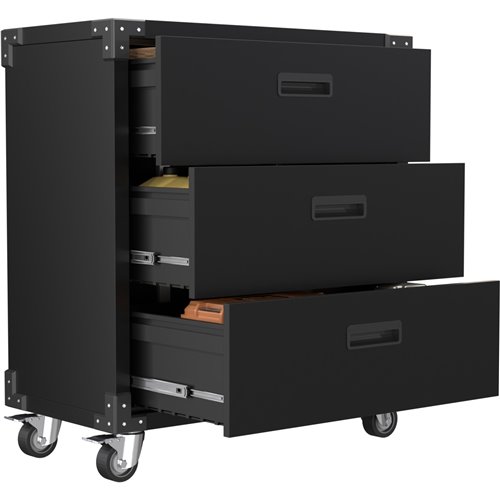 Professional Black 3 Drawer Steel Tool Cabinet 800x420x900mm | Stalwart DA-SART218