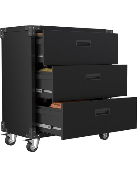 Professional Black 3 Drawer Steel Tool Cabinet 800x420x900mm | Stalwart DA-SART218