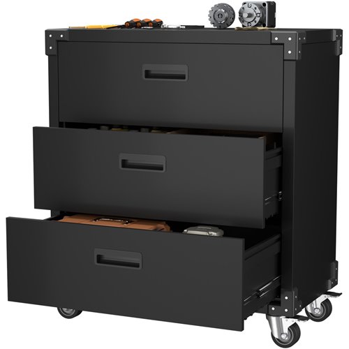 Professional Black 3 Drawer Steel Tool Cabinet 800x420x900mm | Stalwart DA-SART218