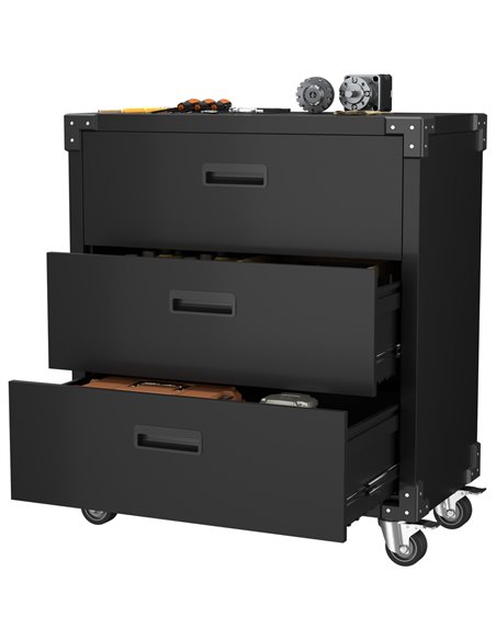 Professional Black 3 Drawer Steel Tool Cabinet 800x420x900mm | Stalwart DA-SART218