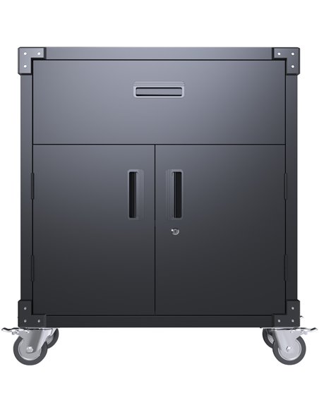 Professional Mobile Black 2 Door 1 Drawer Steel Tool Cabinet 800x420x900mm | Stalwart DA-SART222