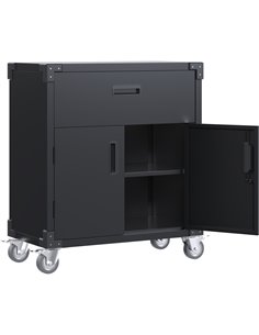 Professional Mobile Black 2 Door 1 Drawer Steel Tool Cabinet 800x420x900mm | Stalwart DA-SART222 2
