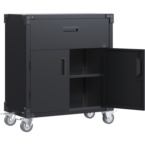 Professional Mobile Black 2 Door 1 Drawer Steel Tool Cabinet 800x420x900mm | Stalwart DA-SART222