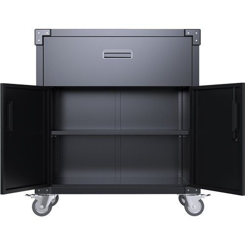 Professional Mobile Black 2 Door 1 Drawer Steel Tool Cabinet 800x420x900mm | Stalwart DA-SART222