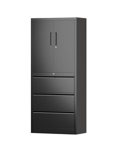 Professional Black Steel Cabinet 2 Doors 3 Drawers 760x380x1780mm | Stalwart DA-SART234