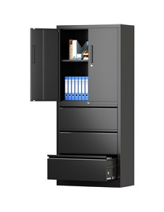 Professional Black Steel Cabinet 2 Doors 3 Drawers 760x380x1780mm | Stalwart DA-SART234 2