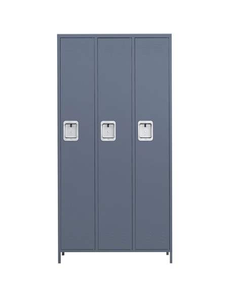 Commercial Grey 3 Door Locker with 2 Shelves 900x400x1830mm | Stalwart DA-SART236
