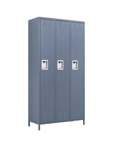 Commercial Grey 3 Door Locker with 2 Shelves 900x400x1830mm | Stalwart DA-SART236