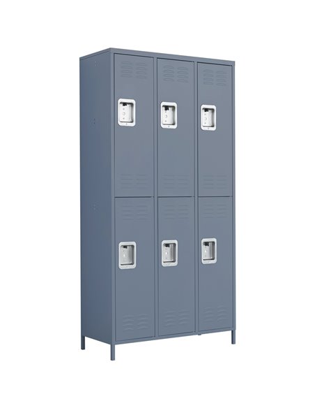 Commercial Grey 6 Door Locker with 1 Shelf 900x400x1830mm | Stalwart DA-SART238