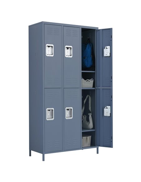 Commercial Grey 6 Door Locker with 1 Shelf 900x400x1830mm | Stalwart DA-SART238