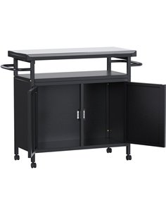 Professional Black BBQ Cart Prep station 2 Doors 775x360x810mm | Stalwart DA-SART246 2
