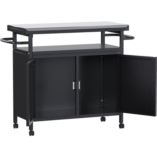 Professional Black BBQ Cart Prep station 2 Doors 775x360x810mm | Stalwart DA-SART246