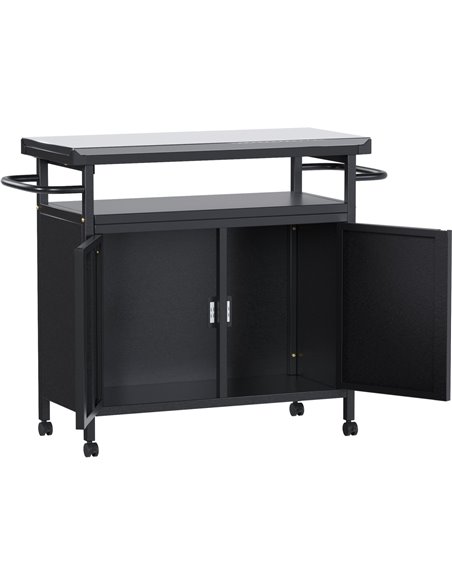 Professional Black BBQ Cart Prep station 2 Doors 775x360x810mm | Stalwart DA-SART246